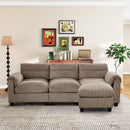 Bonzy Home Modular Sectional Sofa With Ottoman, Ultra‑Comfort Seating – Configurable for Living Room & Family Room; Brown