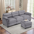 Bonzy Home Modular Sectional Sofa With Ottoman, Ultra‑Comfort Seating – Configurable for Living Room & Family Room; Gray