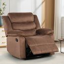 Bonzy Home Recliner Chairs for Living Room Overstuffed Breathable Fabric Reclining Chair Manual Sofa Brown
