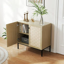Bonzy Home Storage Cabinet, Buffet Sideboard with 2 Doors, Rattan Coffee Bar Cabinet for Kitchen, Dining Room, Living Room, Hallway, Entryway