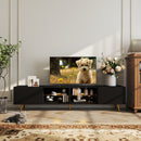 Bonzy Home TV Stand Living Room Entertainment Center Storage Shelves Furniture TV Cabinet Console Table Black