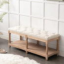 Bonzy Home Upholstered Tufted Storage Bench, 47”French Vintage Entryway Bench & Dining Bench, Fabric End of Bed Bench for Bedroom , Beige