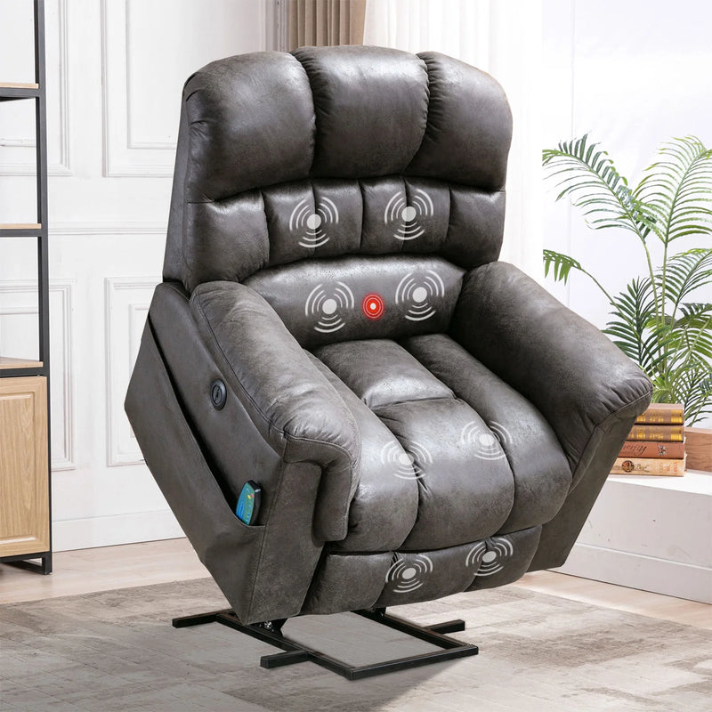 BonzyHome Large Power Lift Chair Recliner for Elderly, Heavy Duty Electric Lift Recliner with Massage,For tall men,Gray