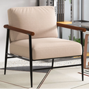 Bonzy Home 27" Wide Upholstered Wooden Armchair With Metal Legs And Pillow,Beige