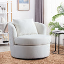 Ebello Design Swivel Accent Chair with Lamb Wool Fabric for Adult, Plump Pillow, Living Room, Detachable Cushion, White