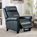 Bonzy Home Genuine leather Recliner Push Back Recline Chair with Classic and Traditional Armrests inlaid with Vintage Rivets, Blue