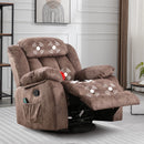 Ebello Massage Swivel Rocker Recliner with Heat and Massage, Comfy Overstuffed Soft Fabric, Brown