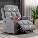 Bonzy Home Heated Manual Massage Recliner with Cup Holder Padded Breathable Fabric Recliner, Home Theater Seating,Light Gray