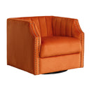 Graydin 29.7"W Nailhead Trim Upholstered Swivel Barrel Chair