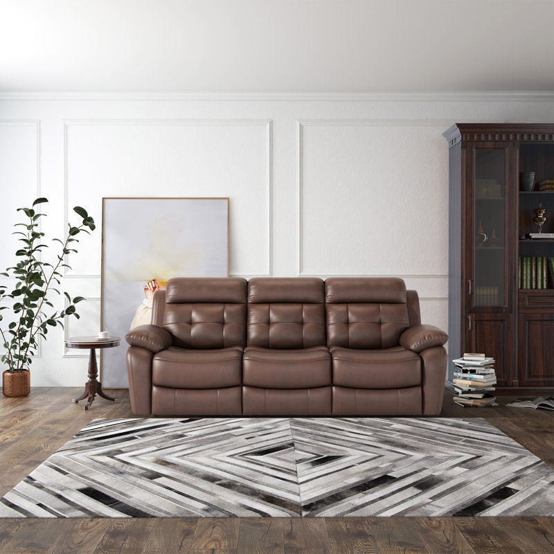 Grossberndt 85''W Genuine Leather Reclining Sofa