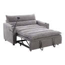 Ebello 3-in-1 Convertible Corduroy Sleeper Sofa Bed with Cup Holders & USB Ports -Pull Out Bed, Adjustable Backrest, Easy Assembly,Gray(Upgraded)