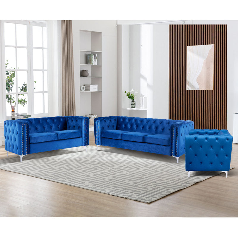 Modern 3-pieces Soft Upholstered Tufted Living Room Sofa Sets