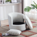 Nahjee Lyquinn 33'' W Lambswool Upholstered Swivel Barrel Chair with Pillow