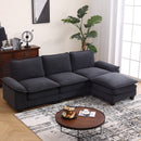 Ebello Sofa Set L-Shaped Sofa with Recliner, Living Room Sleeper Set, 3 Seats, Chenille Double Cushions 108” Wide, Beige