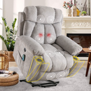 Ebello 40.5" Wide Adult Microfiber Solid Color Living Room Bedroom Heated Massaging Lift Chair Recliner with Cup Holder and USB,Light Gray