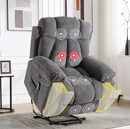 Ebello 40.5" Wide Adult Microfiber Solid Color Living Room Bedroom Heated Massaging Lift Chair Recliner with Cup Holder and USB,Dark Gray