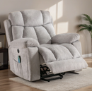 Ebello 40.5" Wide Adult Microfiber Solid Color Living Room Bedroom Heated Massaging Lift Chair Recliner with Cup Holder and USB,Light Gray(Set of 2)