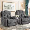 Ebello 40.5" Wide Adult Microfiber Solid Color Living Room Bedroom Heated Massaging Lift Chair Recliner with Cup Holder and USB,Dark Gray(Set of 2)