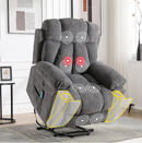 Ebello 40.5" Wide Adult Microfiber Solid Color Living Room Bedroom Heated Massaging Lift Chair Recliner with Cup Holder and USB,Dark Gray(Set of 2)