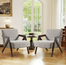 Bonzy Home Modern Accent Chairs Set of 2 – Small Plaid Fabric Armchairs for Living Room, Bedroom, Office, 300lbs (Beige)