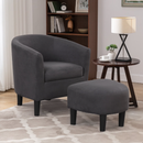 Ebello Modern Upholstered Barrel Chair & Ottoman Set,Stylish Lounge Chair for Living Room, Bedroom-Gary