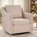 EBELLO Upholstered Accent Chair，Yarn-Dyed Fabric Swivel Chair, Modern Minimalist Armchair with Lumbar Pillow(Single Pack,Beige)