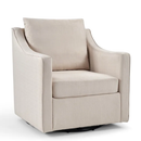 EBELLO Upholstered Accent Chair，Yarn-Dyed Fabric Swivel Chair, Modern Minimalist Armchair with Lumbar Pillow(2 Pack,White)