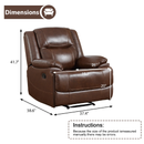 Bonzy Home 37.4" Wide Genuine Leather Manual Zero Headroom Recliner Home Theater