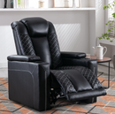 Ebello 35" Wide Adult Man Cave Breathable Leather Argyle Home Theater Individual Seat Recliner Chair with Armrest Storage and LED, Black