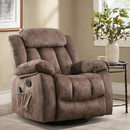 Bonzy Home Massage Swivel Recliner Chair with Heat and Vibration Manual Rocker Recliner Fabric Single Sofa, Brown