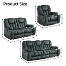 Bonzy Home 3 Pieces Recliner Sofa Furniture Set, Manual Recliner with Massage and Heat, Loveseat Recliner Chair and 3 Seat Reclining Couch Set for Living Room, Olive-green(Recliner+Loveseat+Sofa)