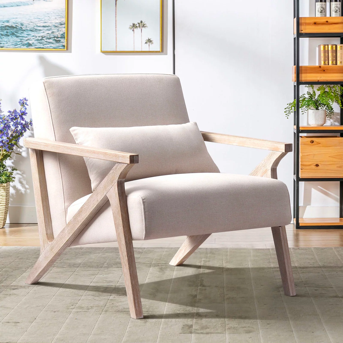 Bonzy Home Mid Century Accent Chair, Single Sofa Armchair for Living R