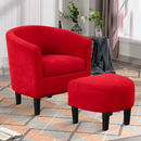 Ebello Design Modern Accent Chair, Comfy Linen Armchair with Wooden Legs