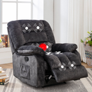 Ebello Recliner Chairs with Massage and Heat Overstuffed Fabric Manual Recliners for Living Room, Gray