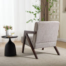 Bonzy Home Modern Fabric Accent Chair,Plaid Armchair with Unique Arrow Arm Design, Bohemian Style Comfy Single Chair for Small Spaces
