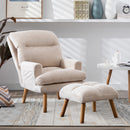 Ebello Accent Chair with Ottoman, Adjustable Backrest Seat,Velvet Fabric Chair for All Age,Beige