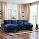Bonzy Home U Shaped Convertible Sectional Sofa Couch for Living Room With Storage Ottoman Royal Blue