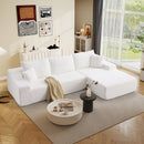 Bonzy Home 108" L-Shaped Cloud Sectional Sofa with Right Chaise, Modular Memory Foam Floor Couch with Throw Pillows, No Assembly Required, White