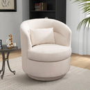 Bonzy Home 360° Swivel Barrel Accent Chair with Lumbar Pillow, Upholstered Fabric Club Chair for Living Room, Bedroom & Reading Room