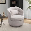 Bonzy Home 360° Swivel Barrel Accent Chair with Lumbar Pillow, Upholstered Fabric Club Chair for Living Room, Bedroom & Reading Room