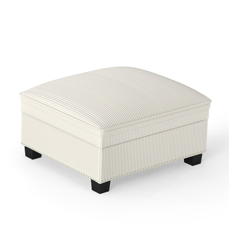 Ebello Modular Storage Ottoman, Corduroy Multifunctional Stool & Side Table, Compatible with Sectional Sofa Set for Living Room, Beige