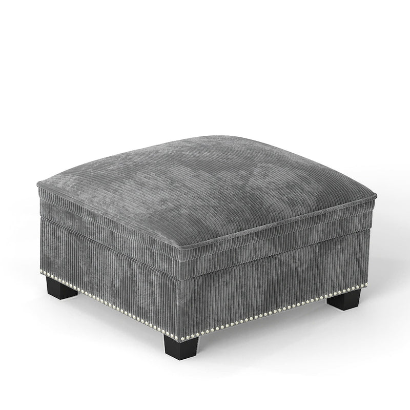 Ebello Modular Storage Ottoman, Corduroy Multifunctional Stool & Side Table, Compatible with Sectional Sofa Set for Living Room, Gray