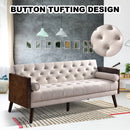 Bonzy Home Loveseat Sleeper Sofa Bed Convertible Futon with 2 Throw Pillows, Soft Chenille Tufted Folding Couch Sofa Bed for Small Space Living Room, Bedroom, Apartment Beige