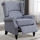 Bonzy Home Push Back Recliner Chair Armchair Single Sofa Accent Chair for Living Room, Striped Navy