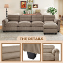 Bonzy Home Convertible Sectional Sofa With Ottoman, Ultra‑Comfort Seating – Configurable for Living Room & Family Room; Brown