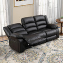 Bonzy Home Faux Leather Manual Recliner Sofa Set, Recliner Chair, Loveseat Reclining Sofa, Couch Furniture Set for Living Room, Black(Recliner+Loveseat)