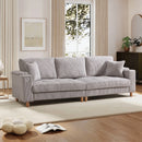 Bonzy Home 100 inch Modern 3-Seater Corduroy Sofa with USB Charging Ports, Hidden Storage, Overstuffed Backrest, Soft Padded Seats, and Throw Pillows Gray