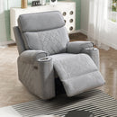 Bonzy Home Power Recliner Chair — Electric Fabric Recliner with Cup Holders & USB-C Charging Ports, Diamond Grid Upholstery, Light Grey