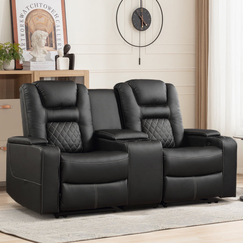 Bonzy Home Electric Power Recliner Sofa Set Theater Seating with Console Living Room Furniture Set, Cup Holders, Hidden Arm Storage, USB Ports