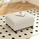 Ebello Modular Storage Ottoman, Corduroy Multifunctional Stool & Side Table, Compatible with Sectional Sofa Set for Living Room, Beige